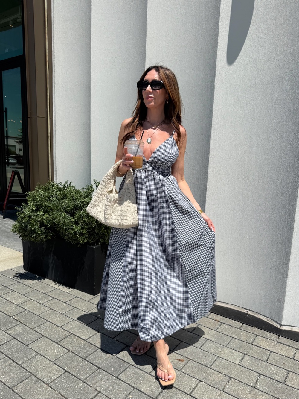 Aritzia Black & White Gingham Maxi Dress